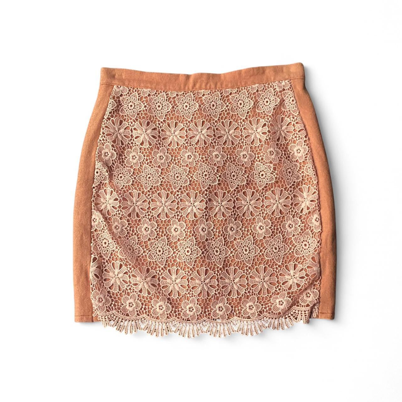 Cute Orange boho crochet mini skirt