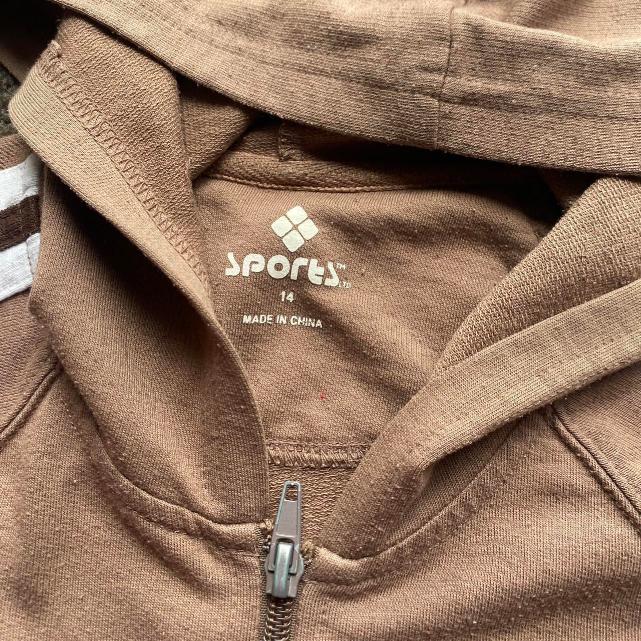 Y2K brown striped sport zip up jacket