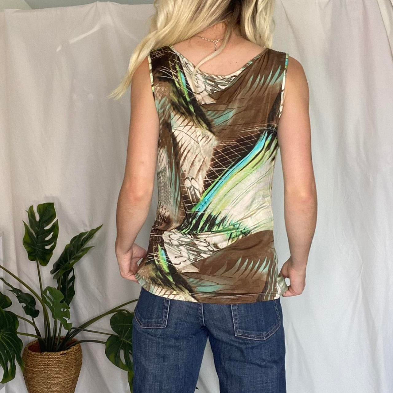 Y2K Green/Brown Asymmetrical Tank Top