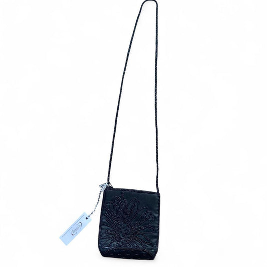 Beautiful Black beaded crossbody bag with flower design