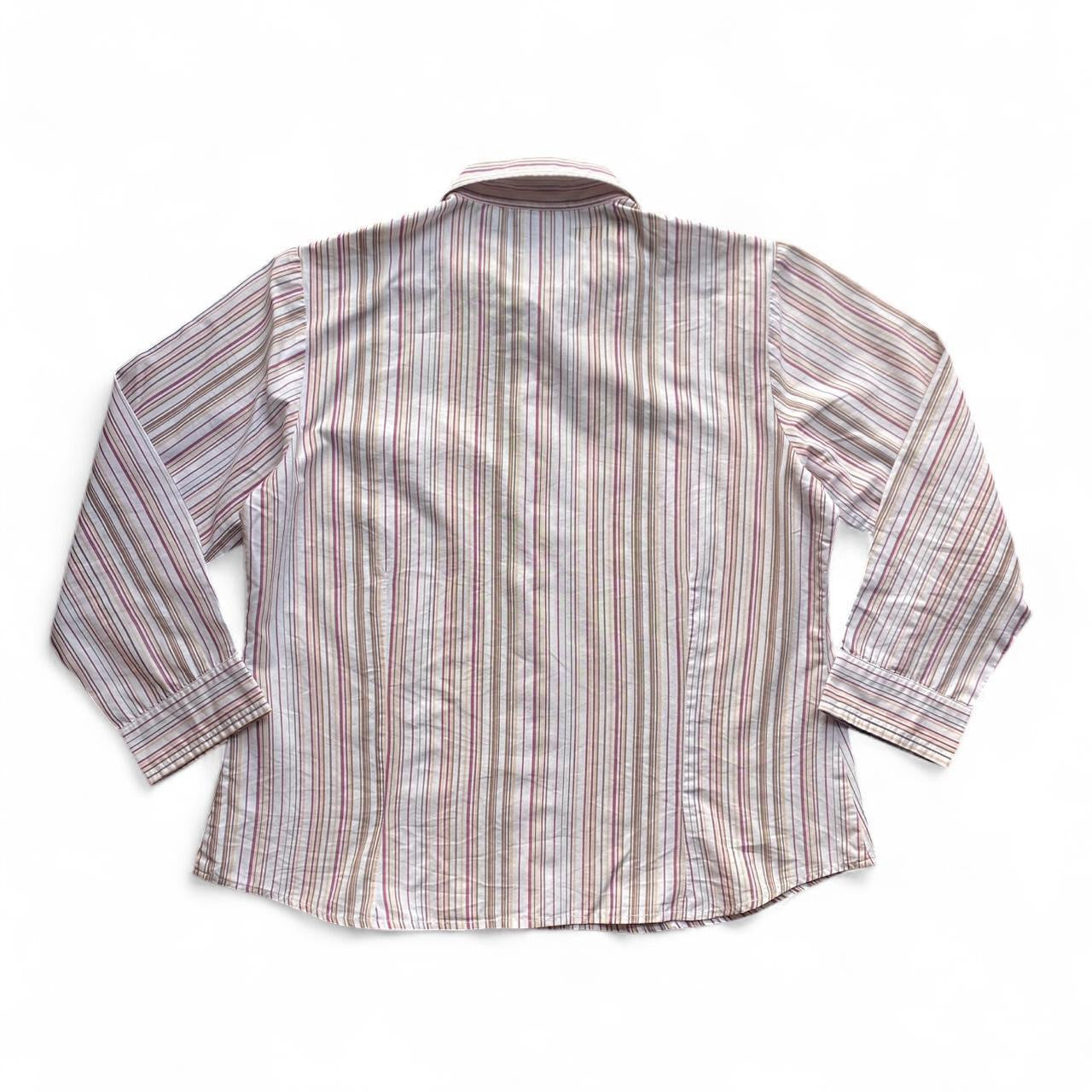 Y2K brown and red striped button up shirt
