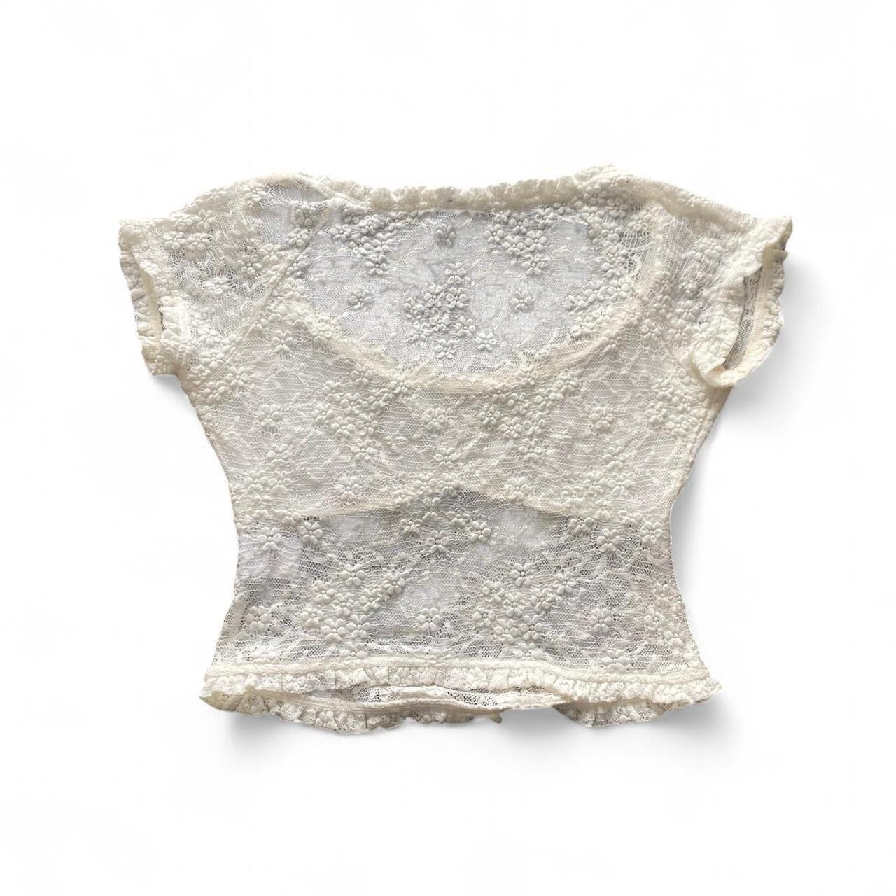 Cute Cream Motel lace top with ruffle details