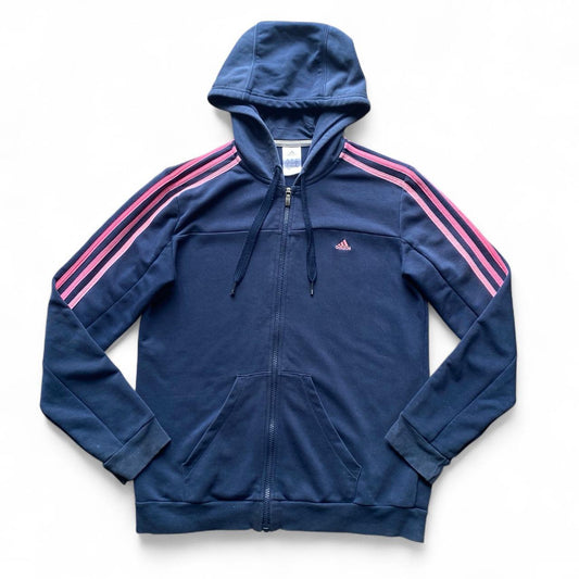 Navy and pink Adidas zip up hoodie