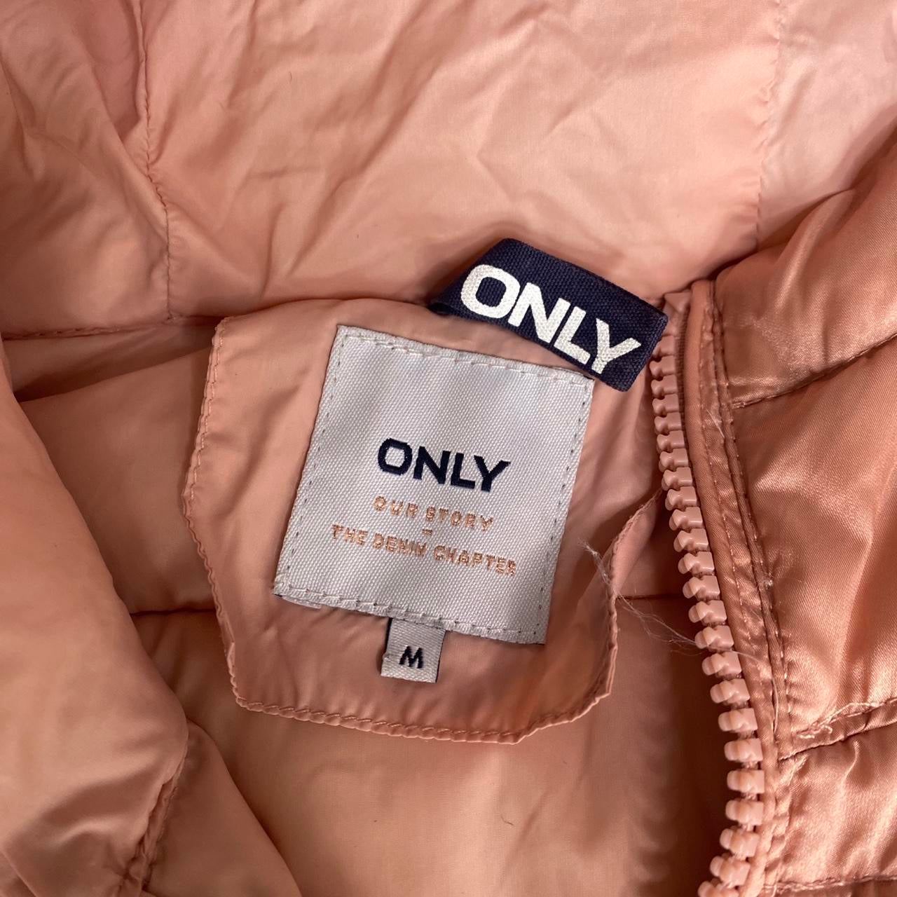 Blush pink puffer vest with hood