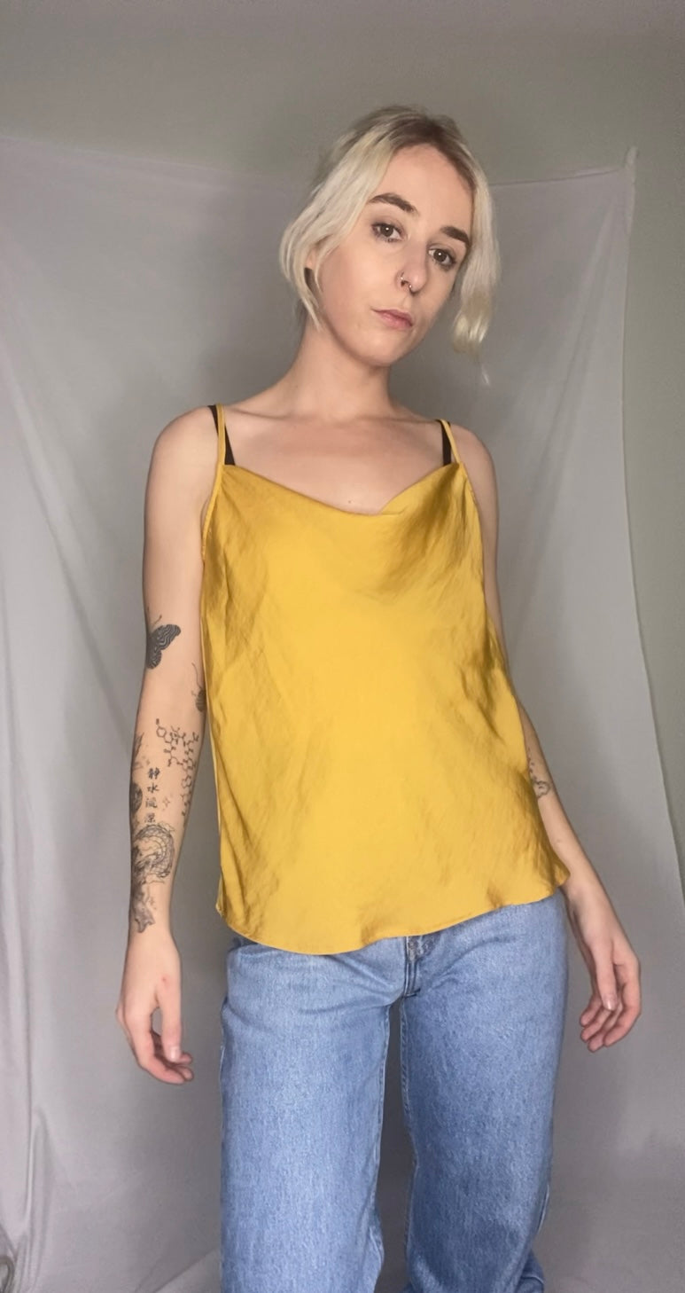 Cute Mustard Cowl neck cami top