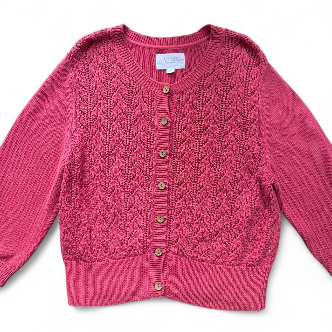 Pink Knit Button Up Cardigan