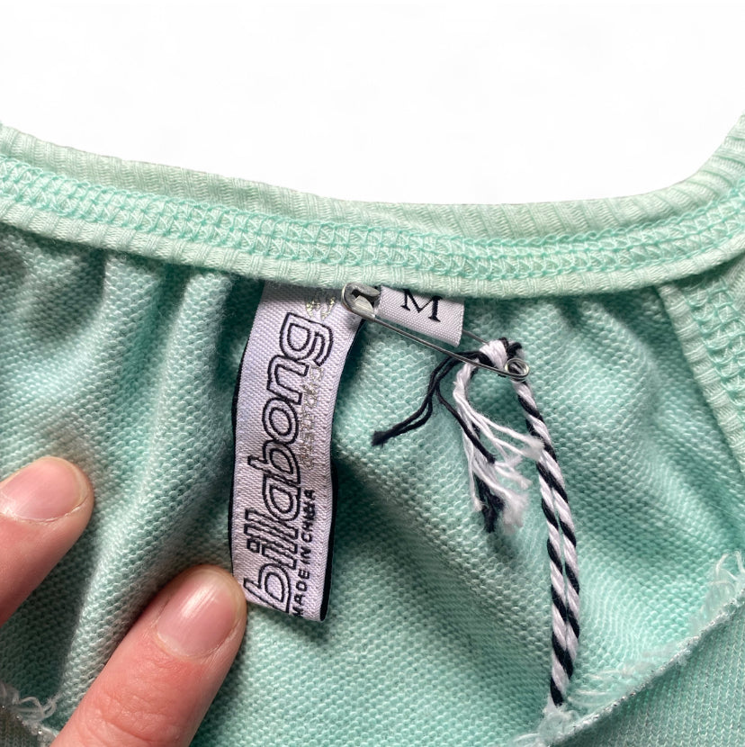 Y2K Billabong teal tank with cute gems