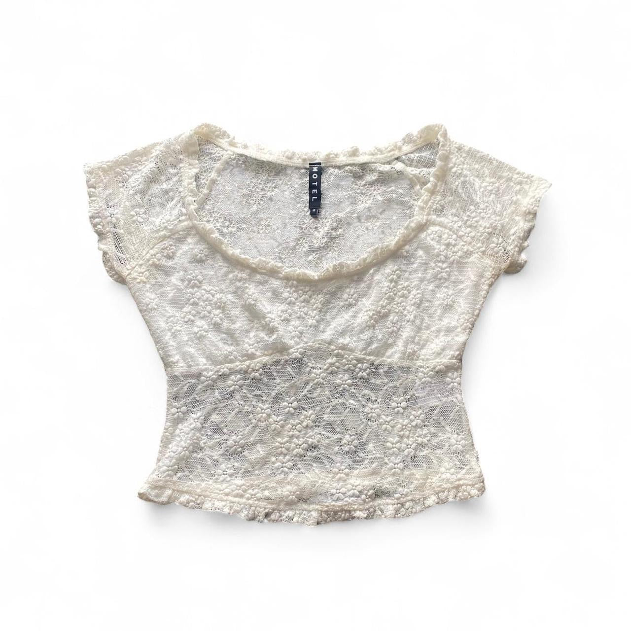 Cute Cream Motel lace top with ruffle details
