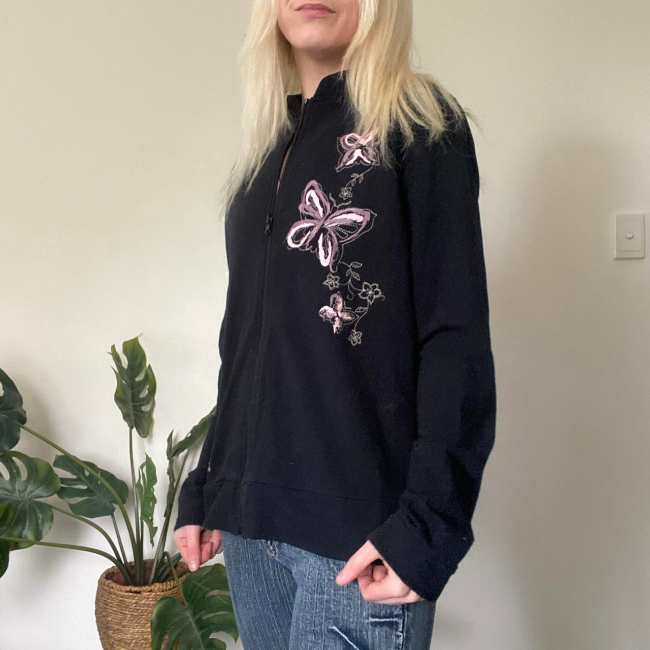 Y2K black and pink Butterfly zip up jacket