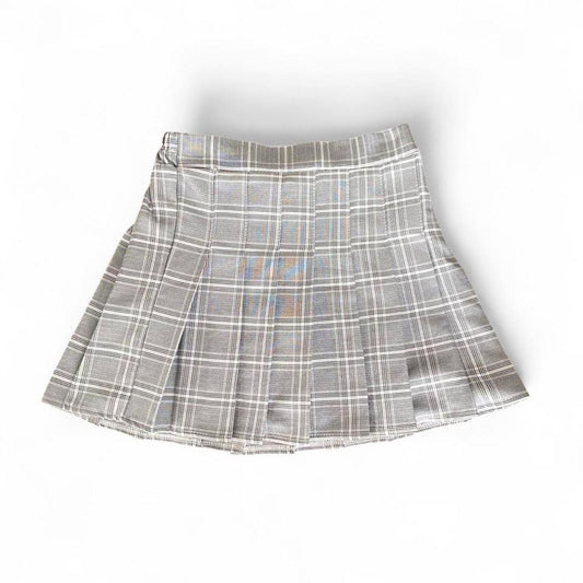 Cute grey plaid pleated mini skirt