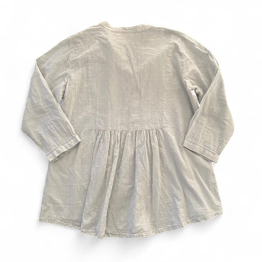 Cute teal/brown peplum blouse with embroidery