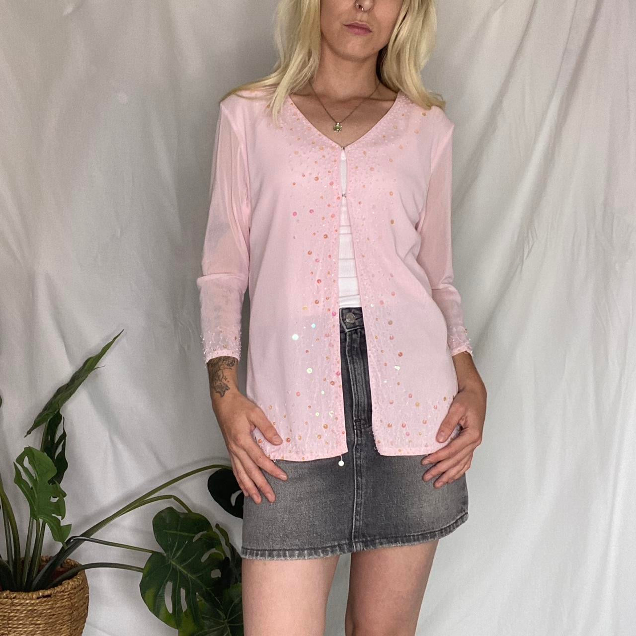 Vintage Pink mesh sequin Cardi