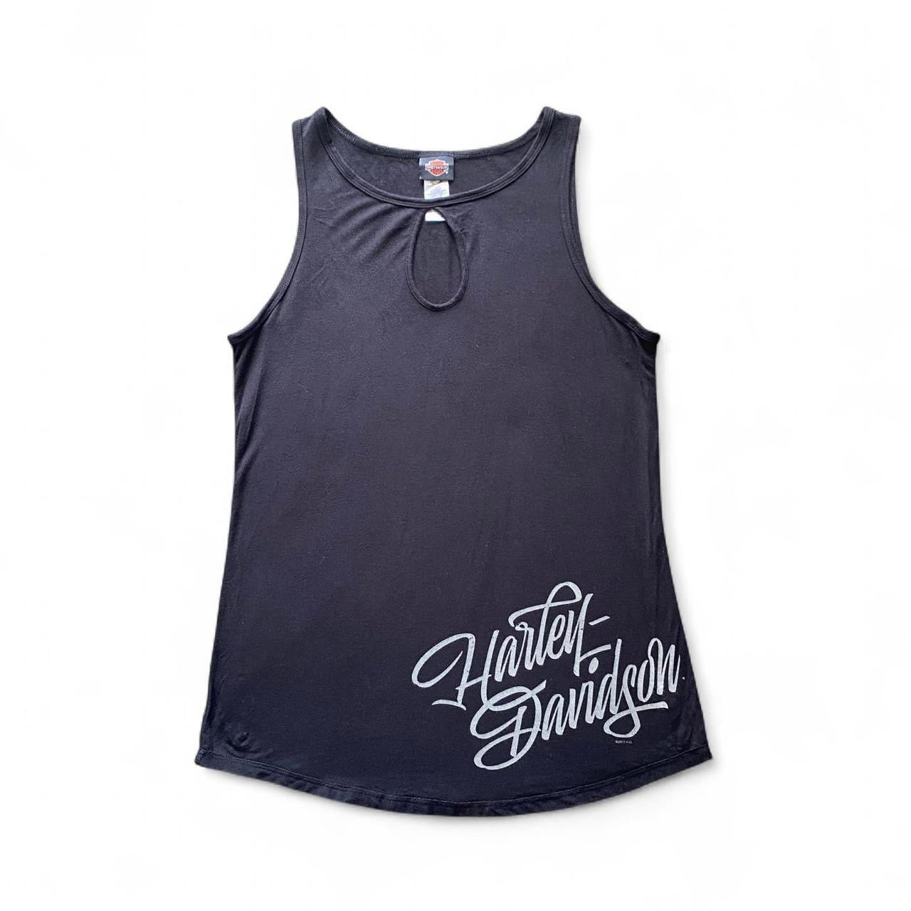 Harley Davidson black tank top with cool text graphics