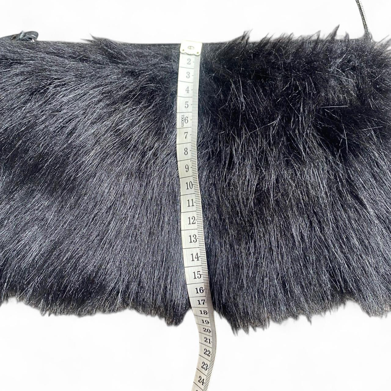 Y2K Black faux fur crossbody bag with removable strap