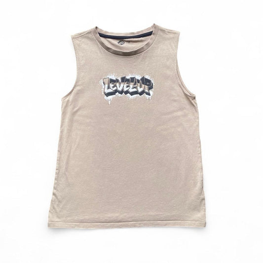Y2K beige tank with cool street art graphic