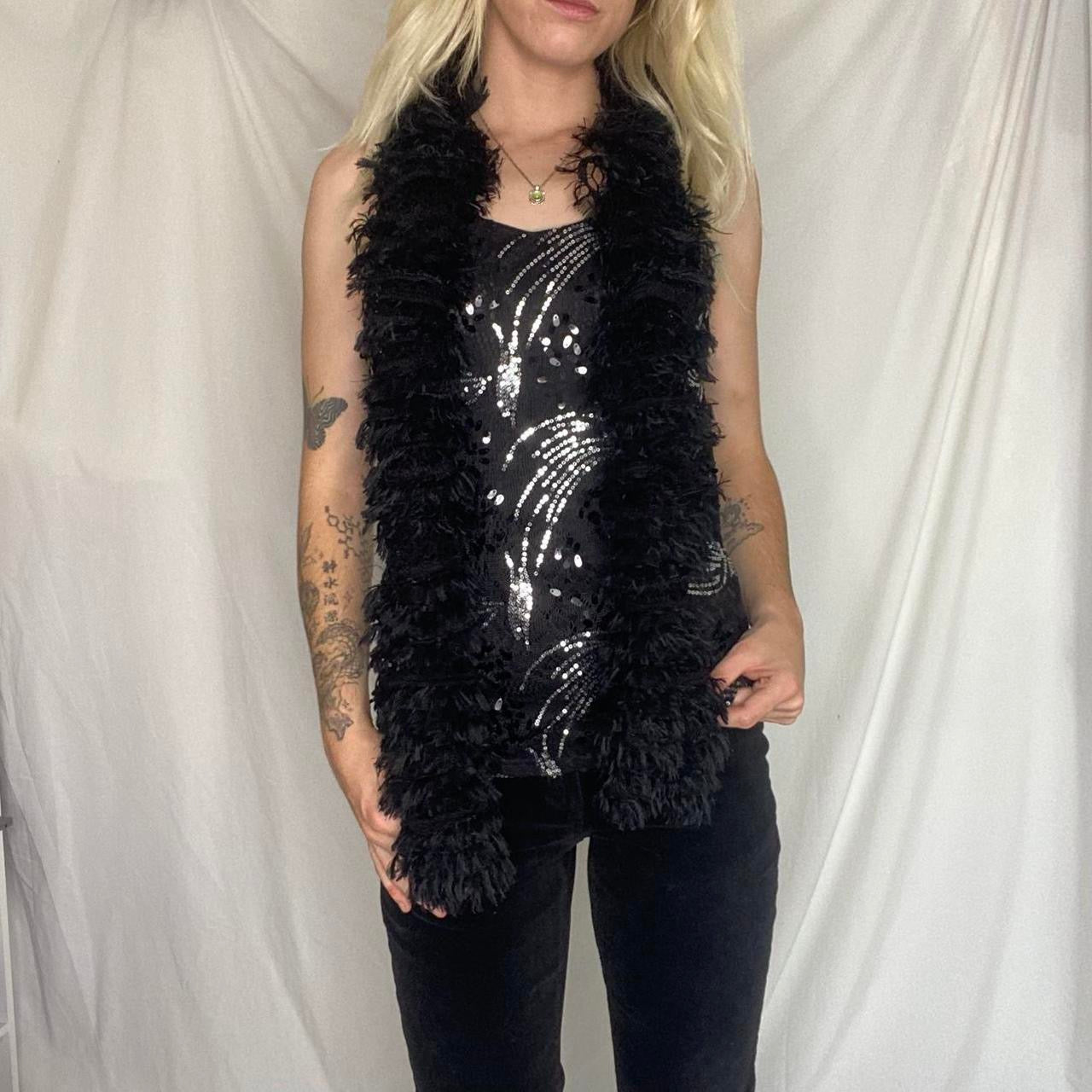 Black fluffy chunky Y2K scarf