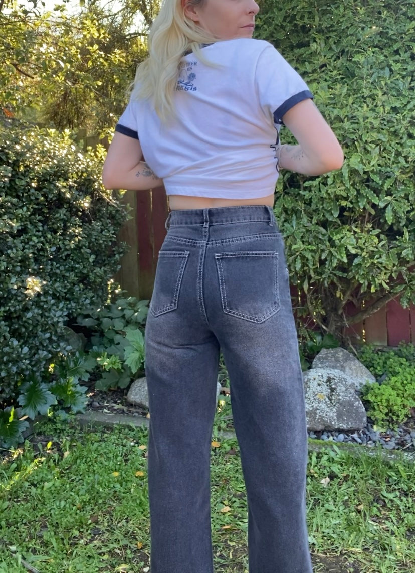 Charcoal wash denim high waisted Jeans