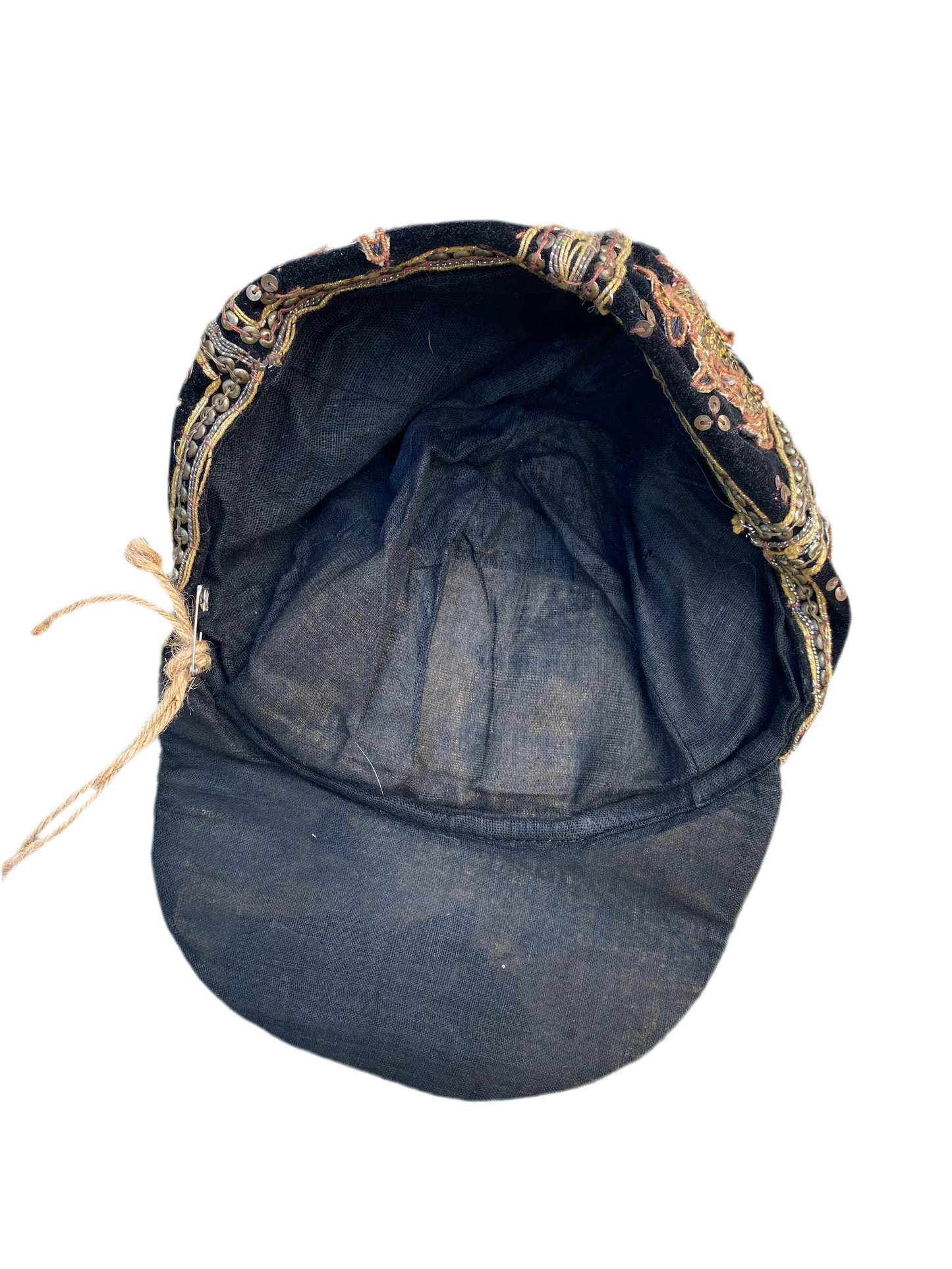 Vintage Black Velvet Cap with gold embroidery