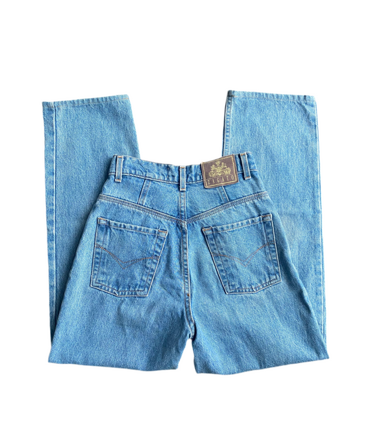 Vintage Zagato High-waisted, straight-leg blue denim jeans
