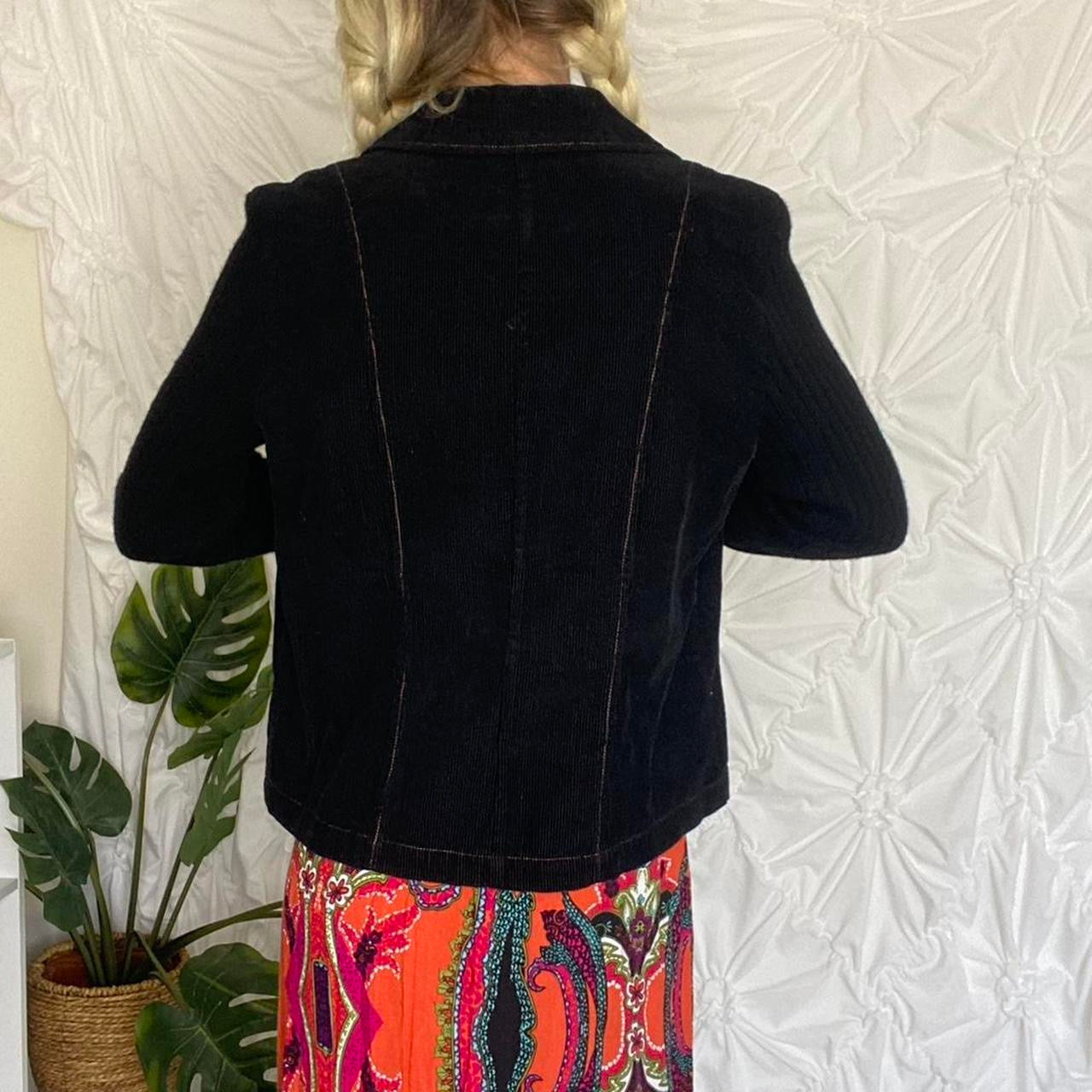 Black corduroy Blazer with orange trim detailing