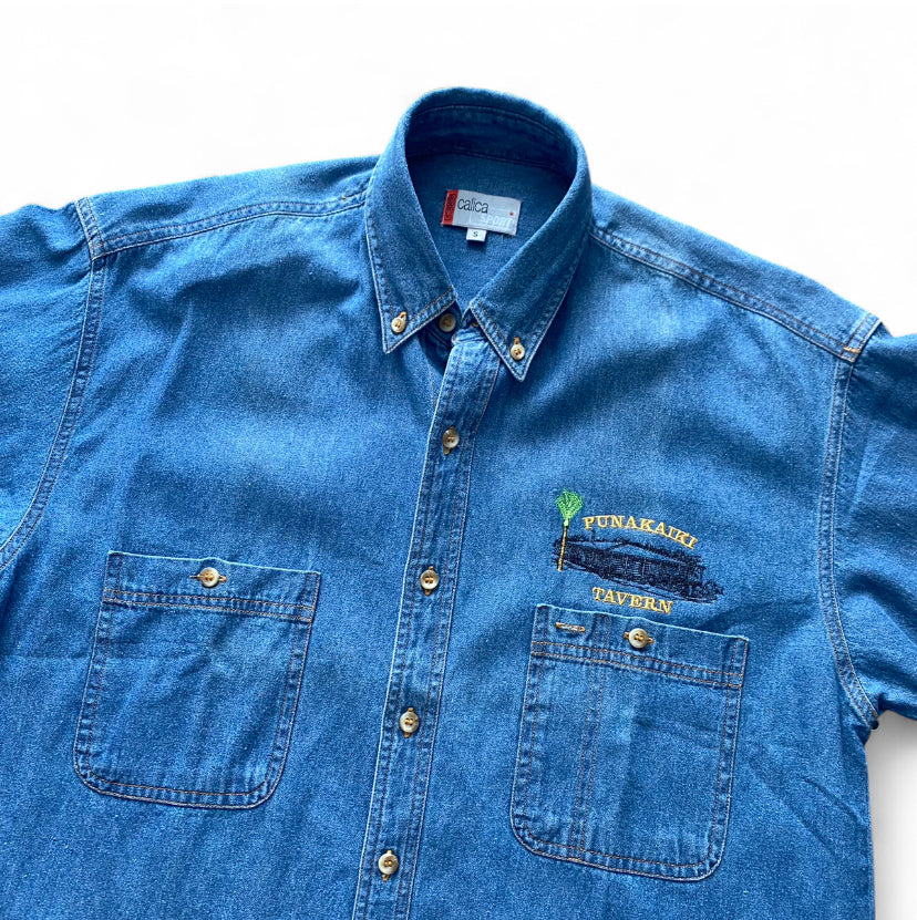 Vintage 80s Denim Shirt with cool embroidery