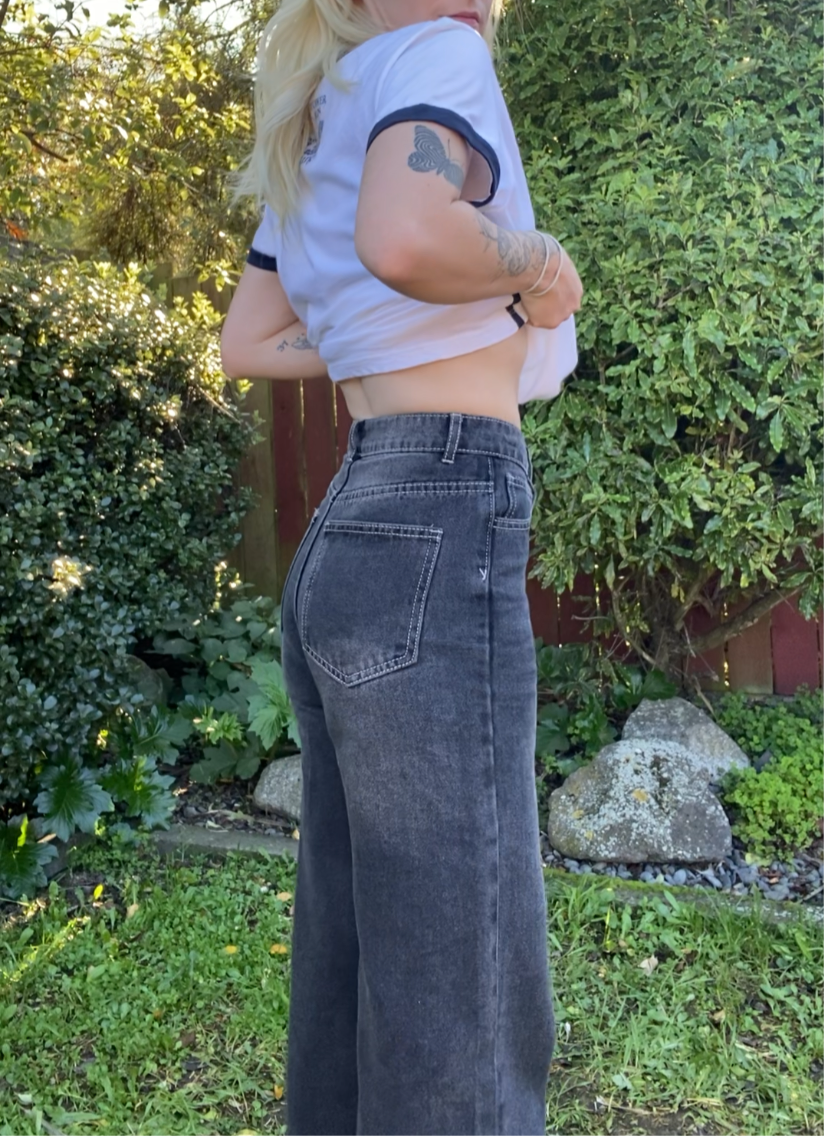 Charcoal wash denim high waisted Jeans