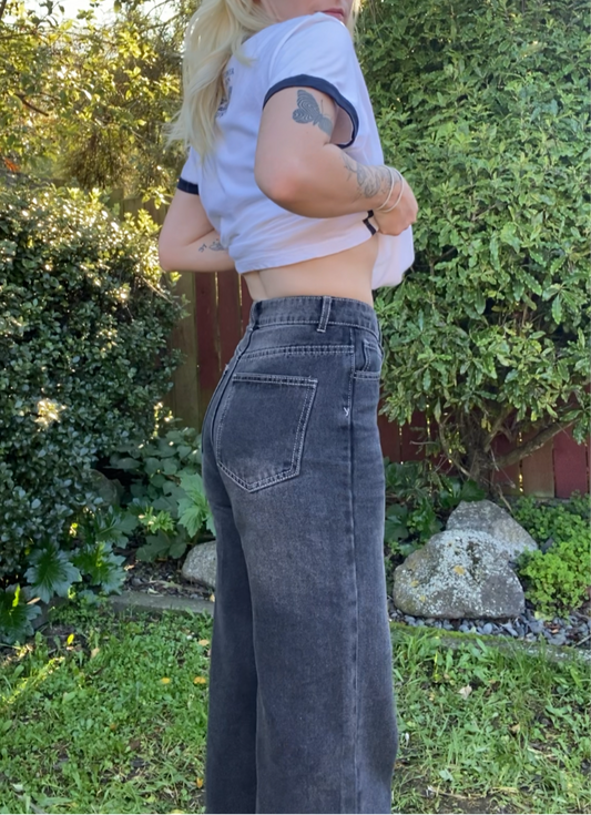Charcoal wash denim high waisted Jeans