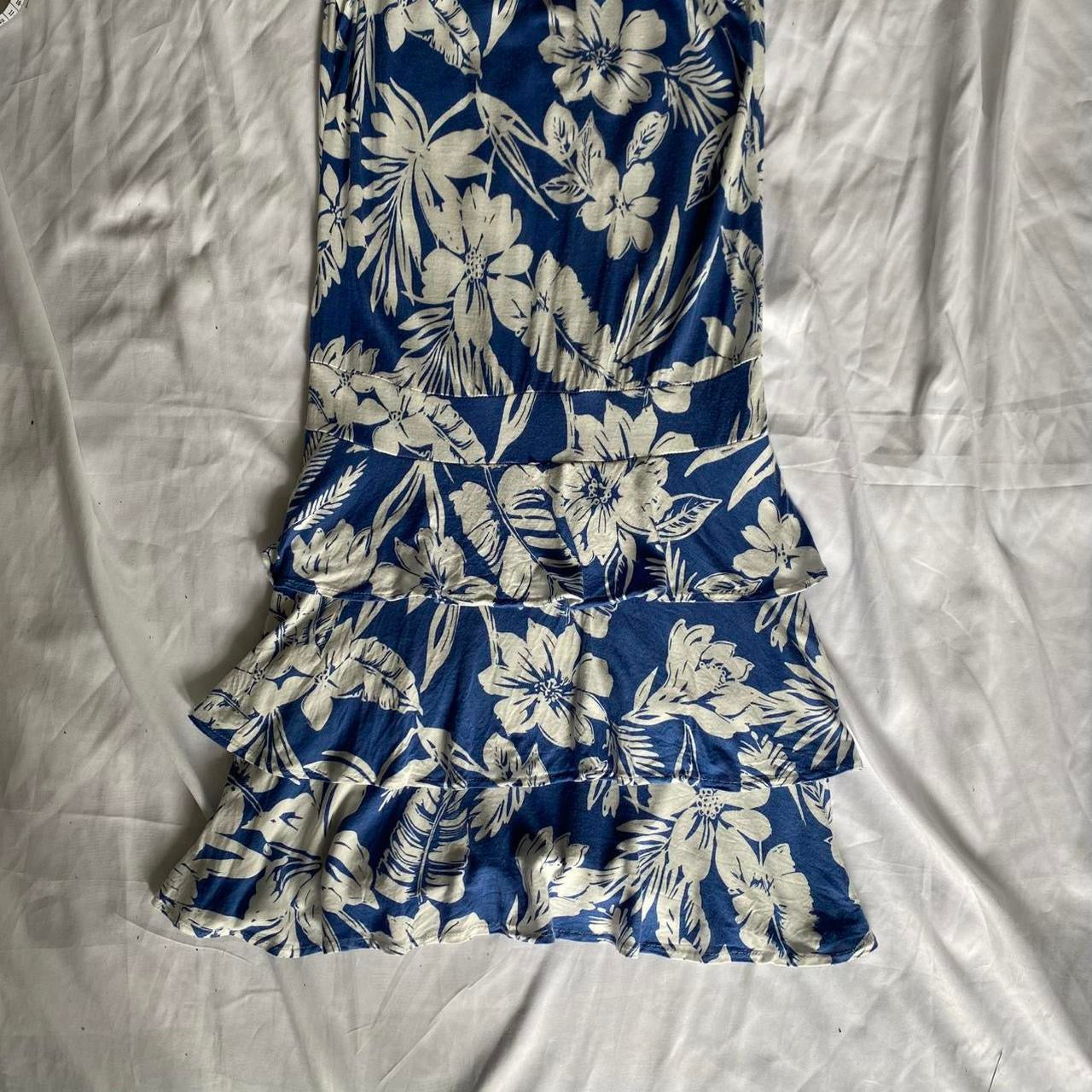 Blue/White floral ruffle summer dress