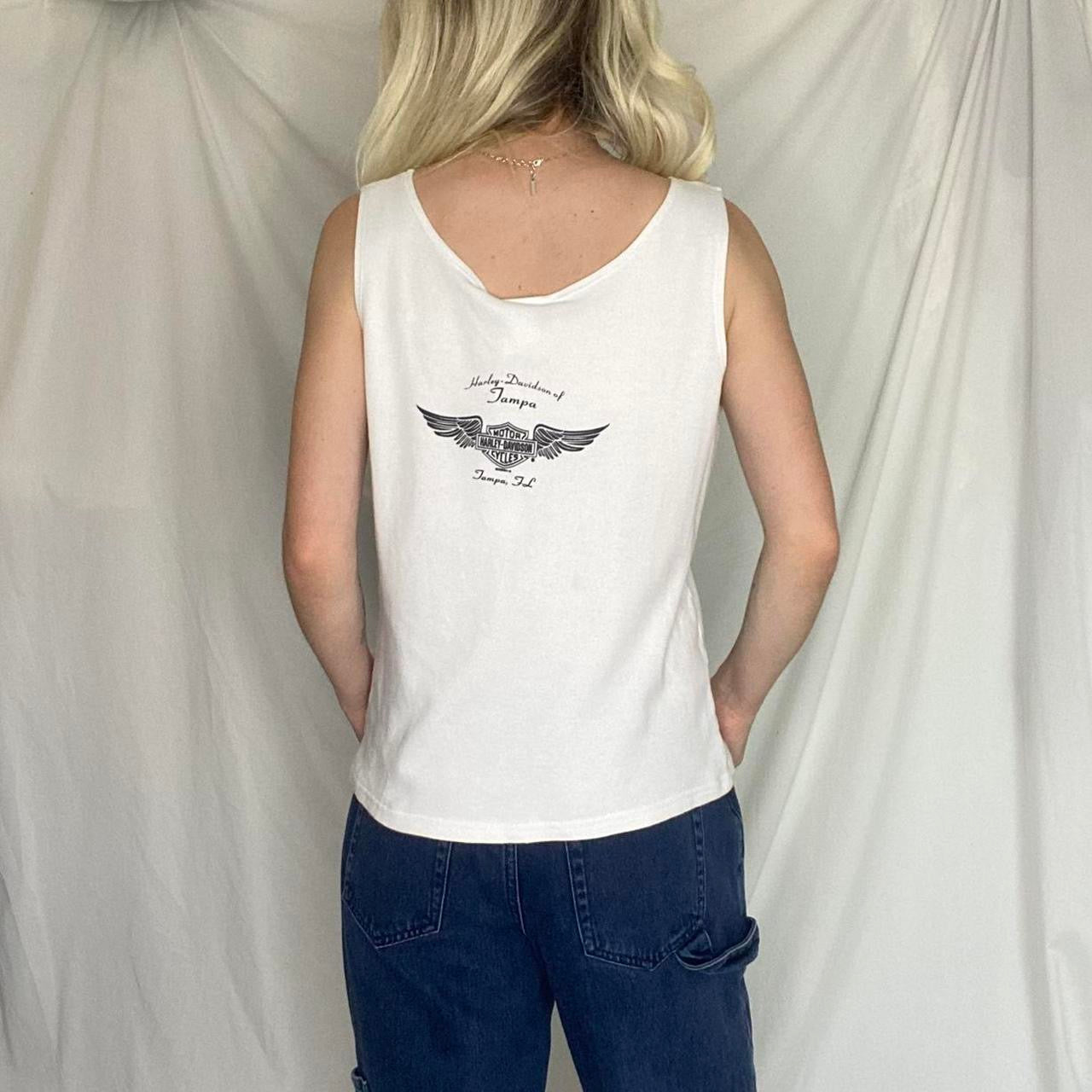 Vintage White graphic Harley Davidson top