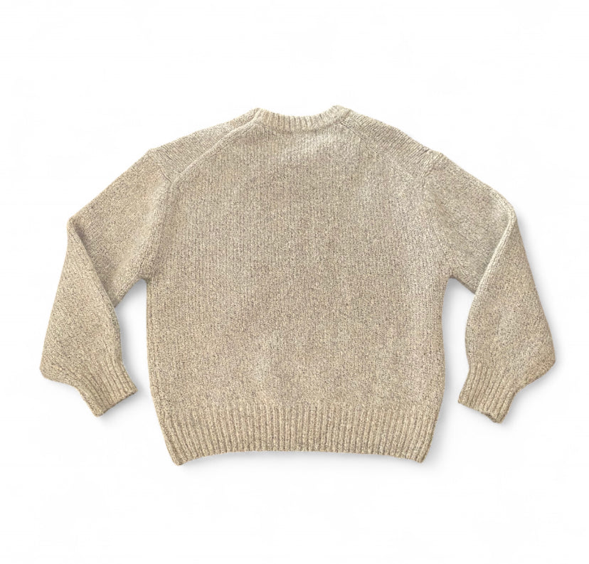 Grey and tan mixed blend knit sweater