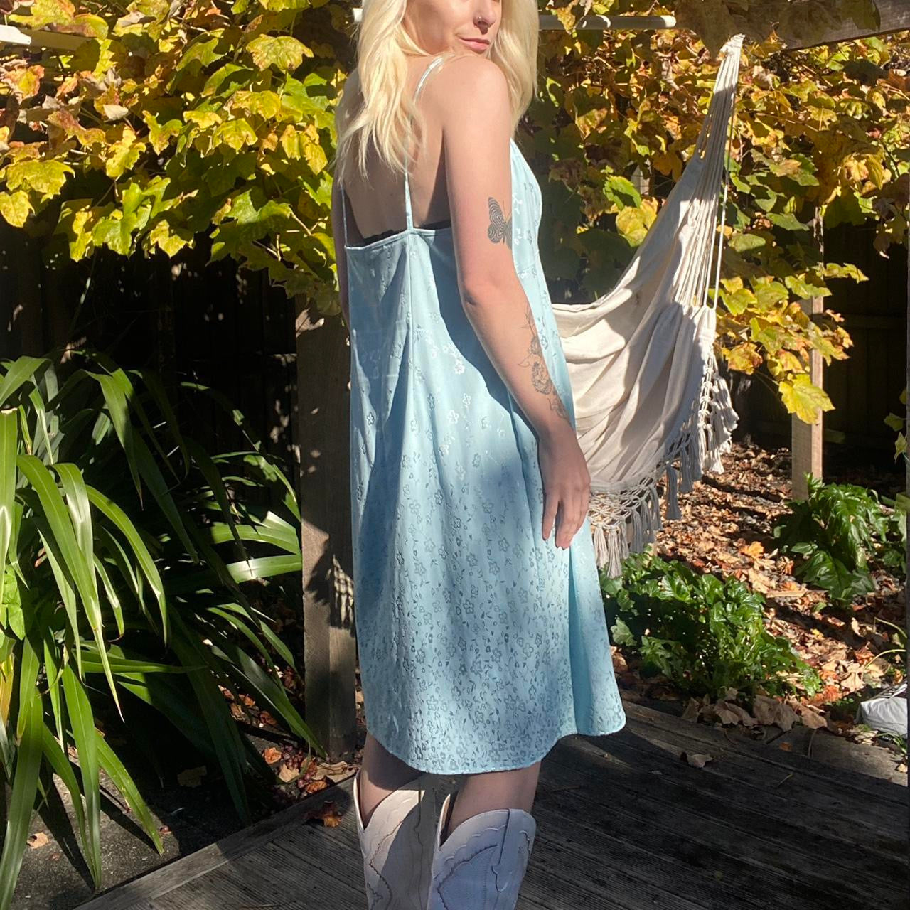 Vintage Baby blue Floral slip dress