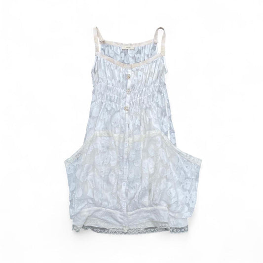 Beautiful white floral balloon midi dress with lace trim