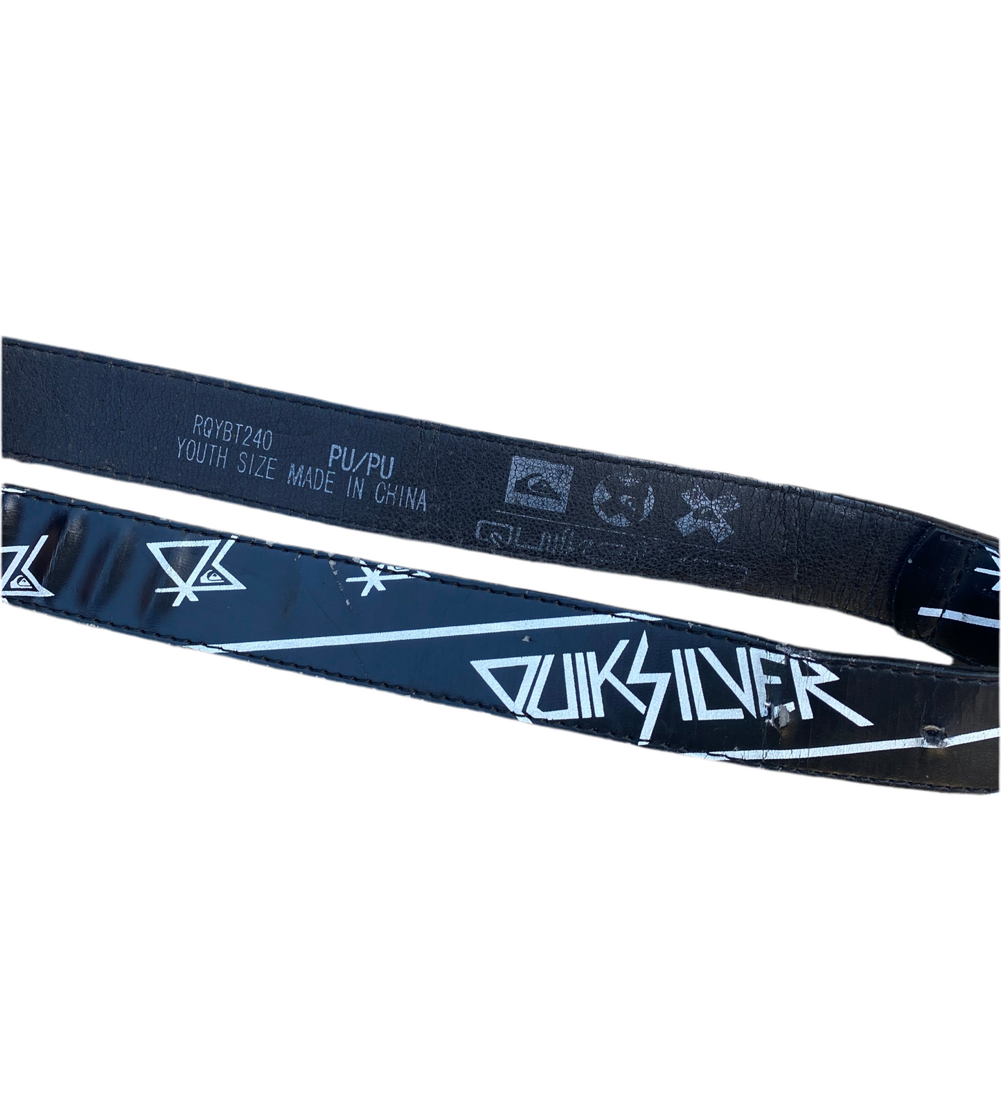 Y2K Quicksilver black and white printed belt