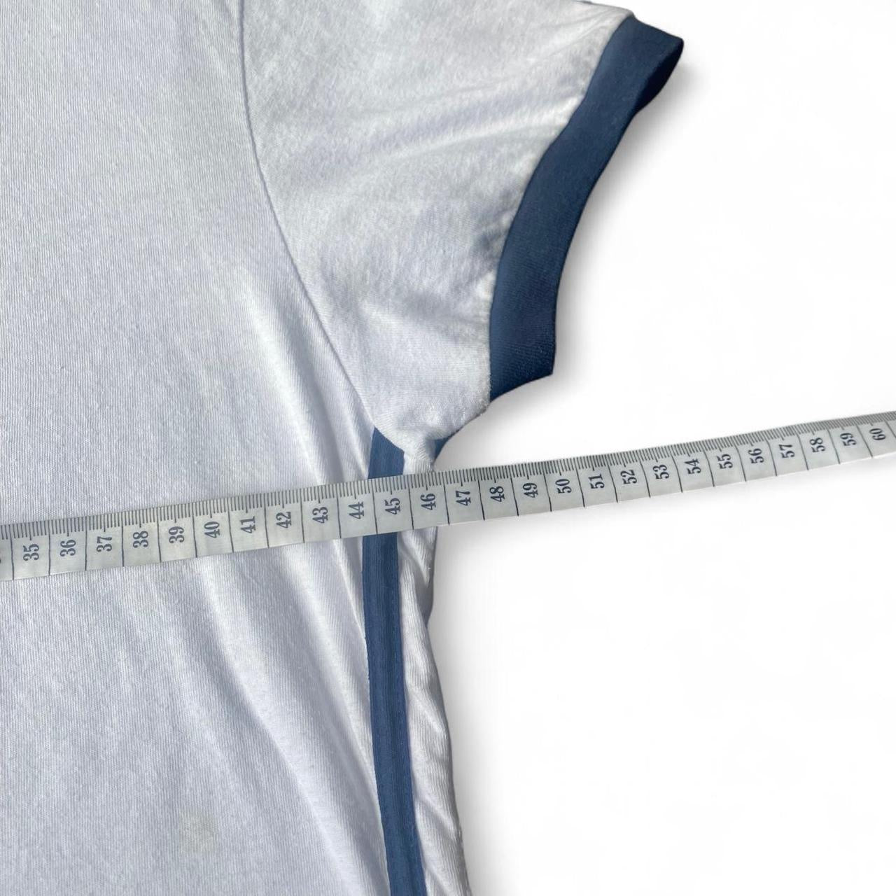 White and blue vintage 2007 Harley Davidson ringer tee