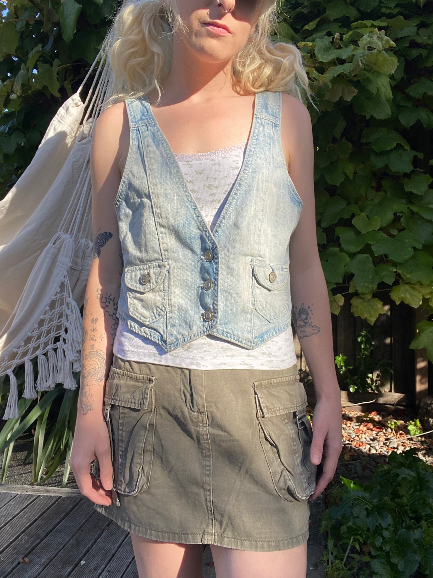 00s light blue denim vest