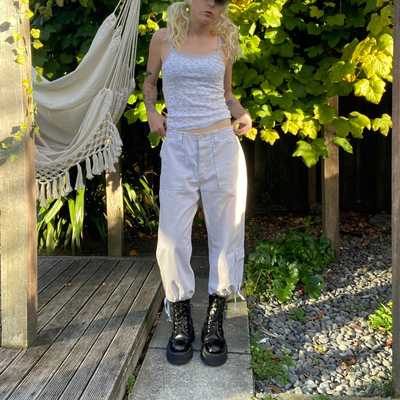 00s Cream cargo 3/4 pants