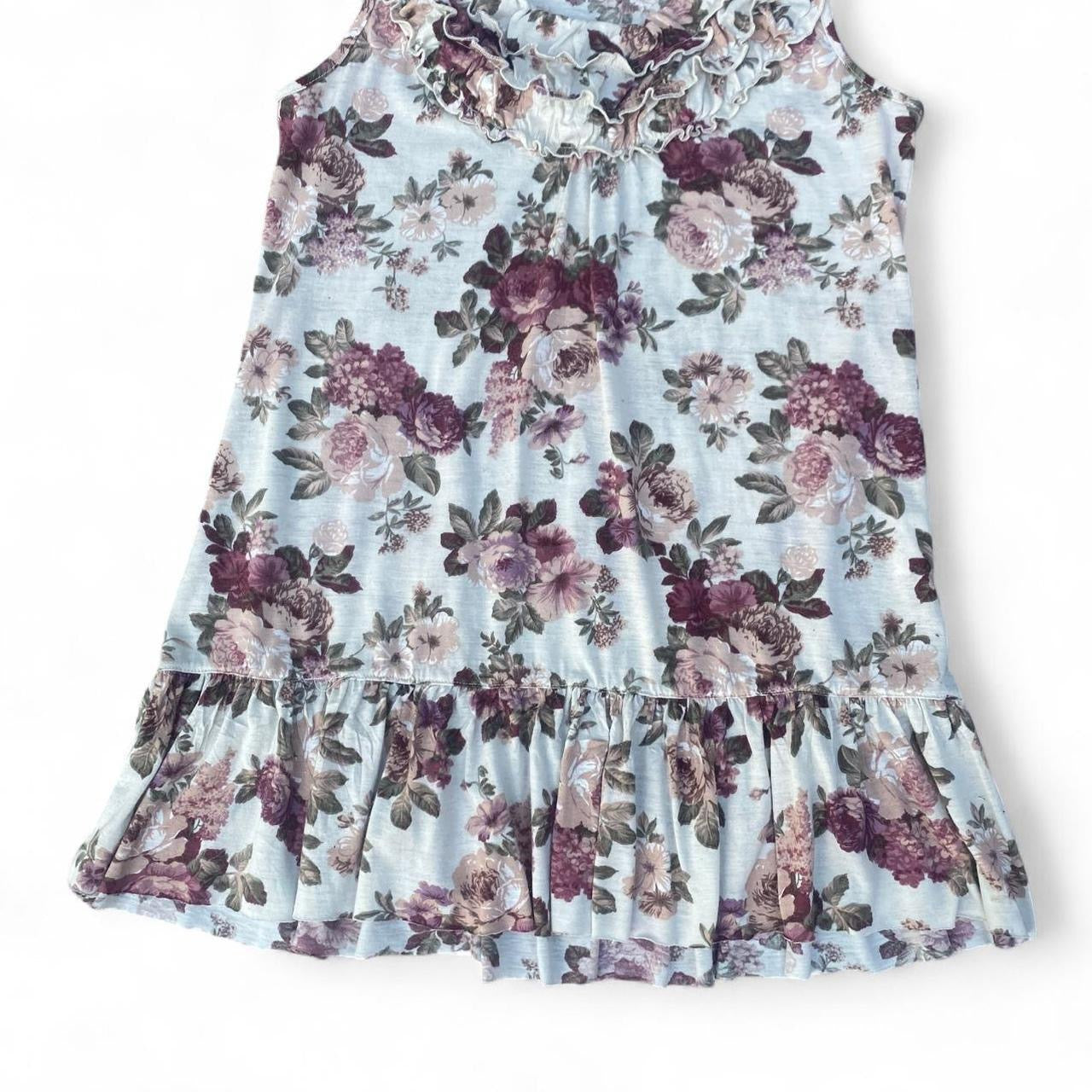 Vintage style rose print ruffle mini dress