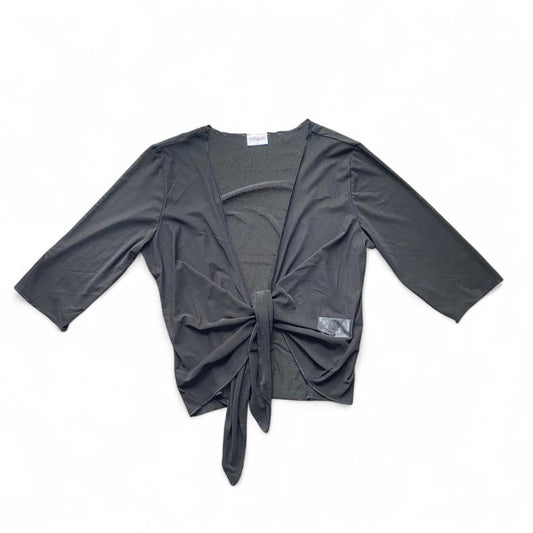 Black mesh tie-up cardigan