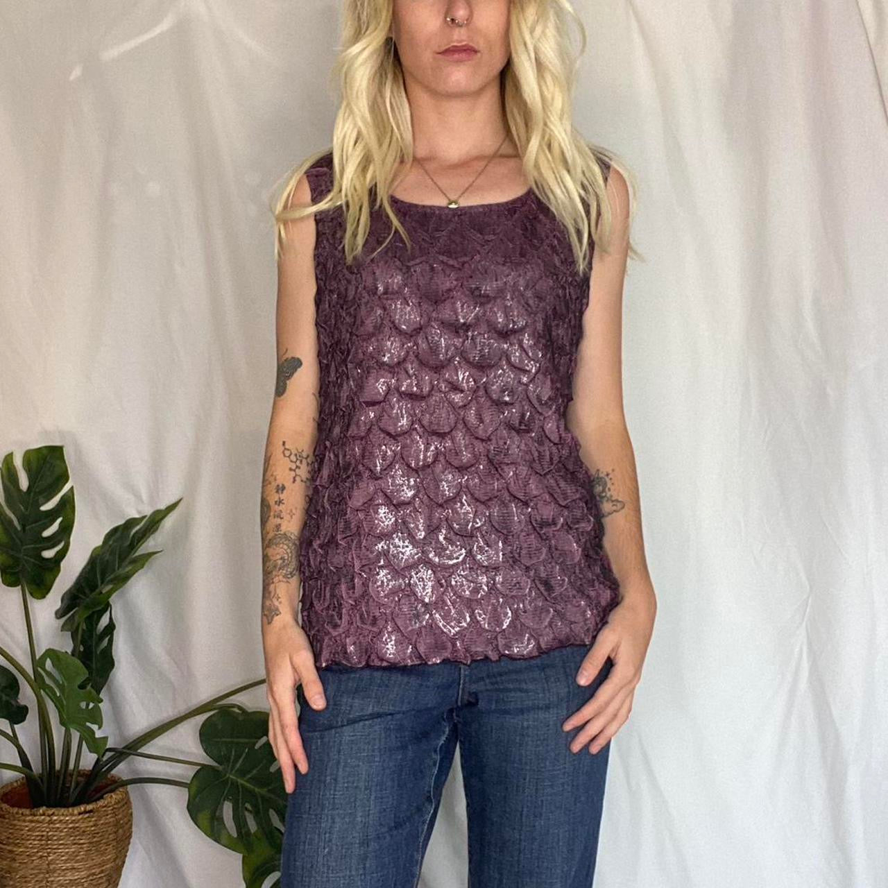 Vintage Purple Petal ruched Top