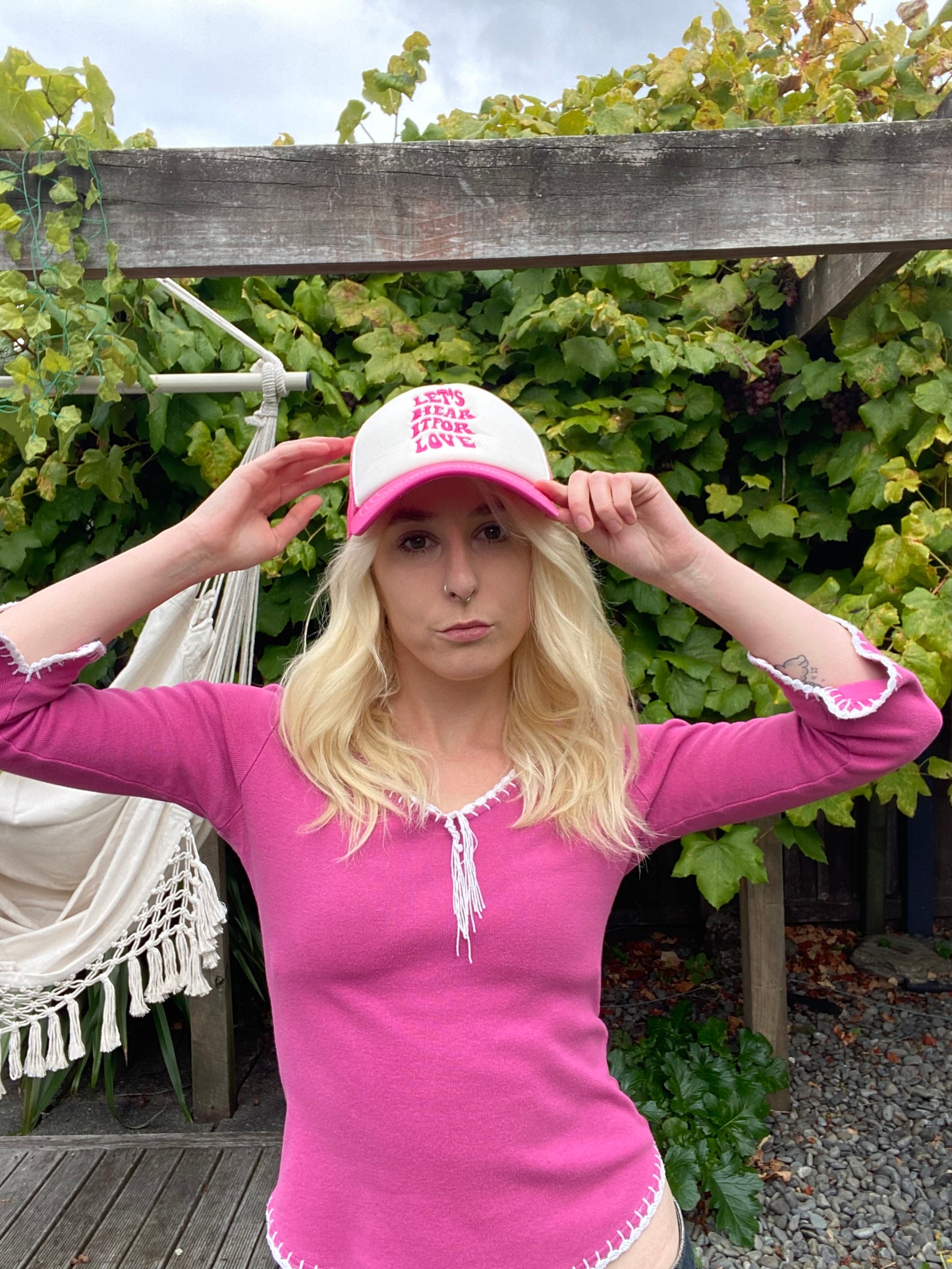 Cute Pink and White Trucker Cap!
