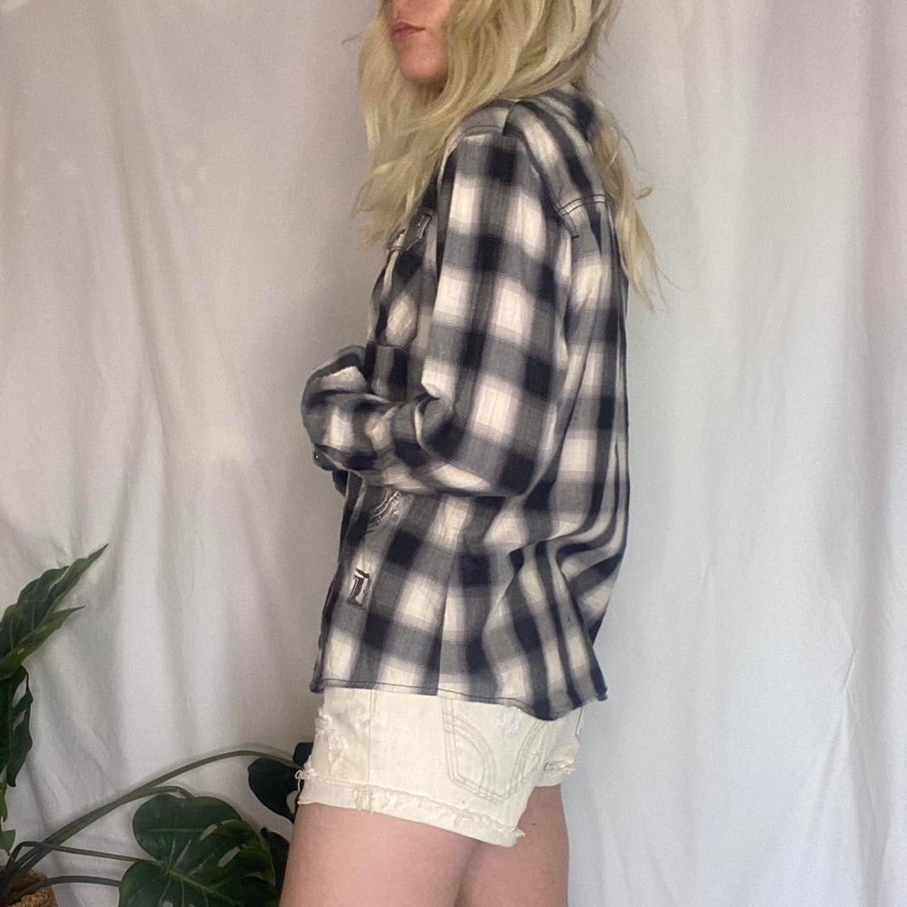 Black and white Harley Davidson plaid button down shirt