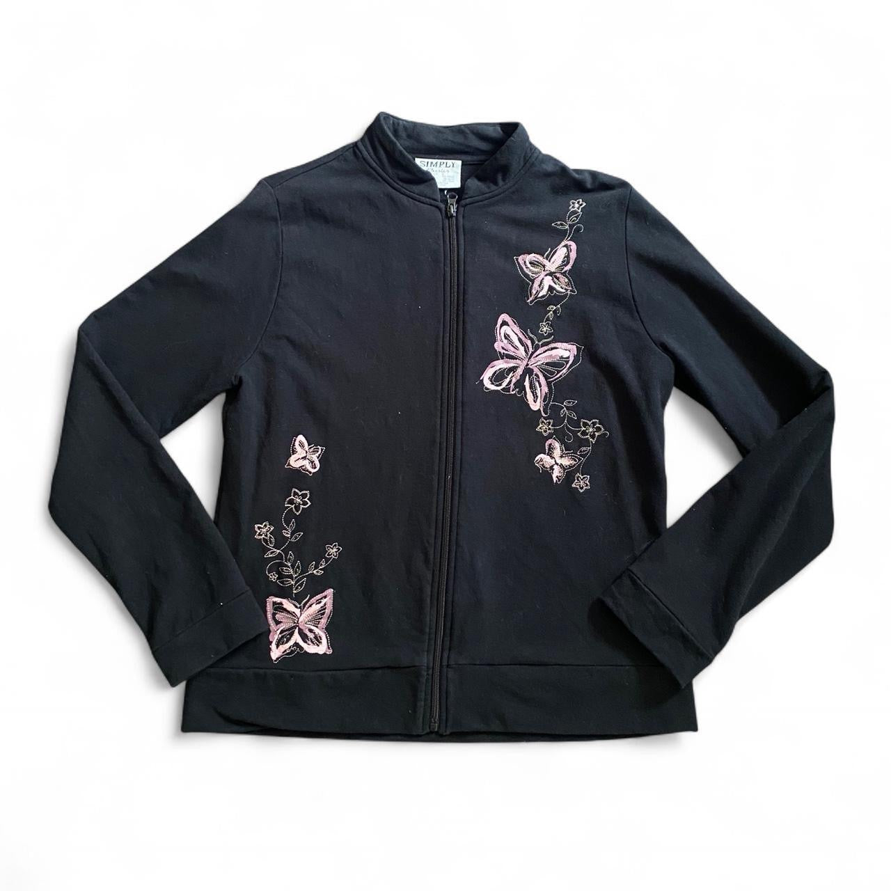 Y2K black and pink Butterfly zip up jacket