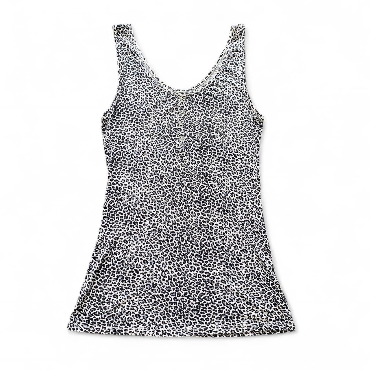 00s Grey and black leopard print tank top
