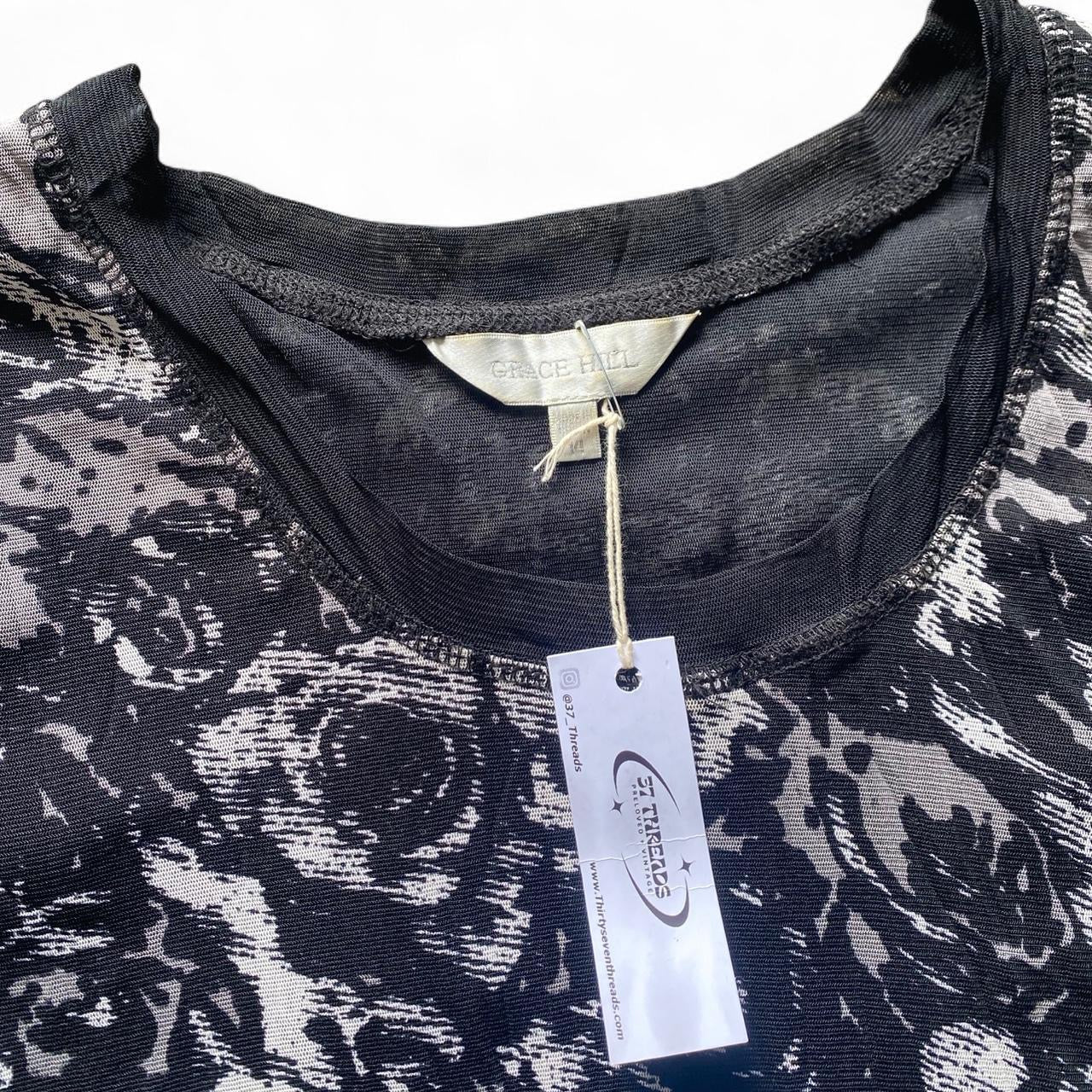 Beautiful Black & grey floral print dress with ruffle hem