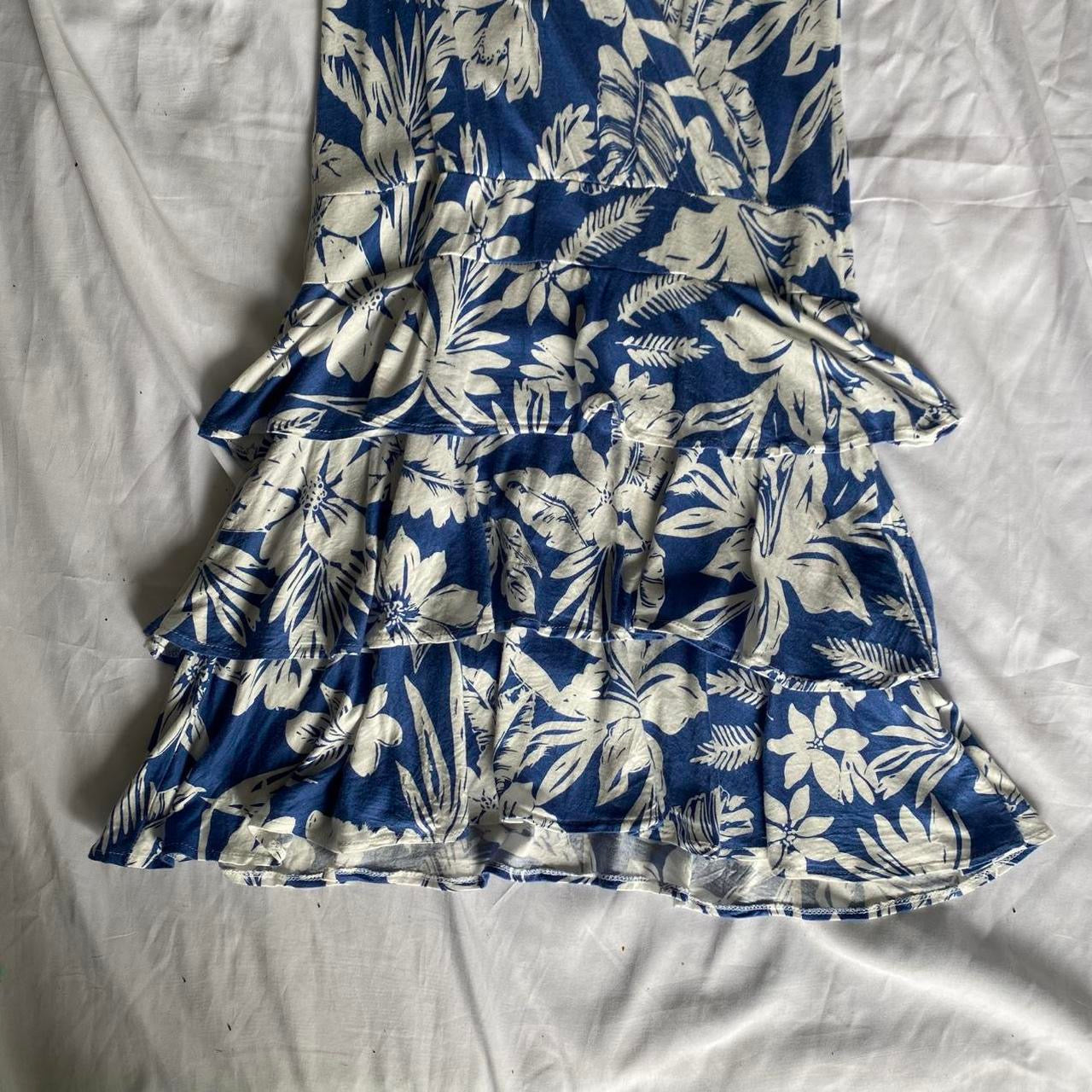 Blue/White floral ruffle summer dress