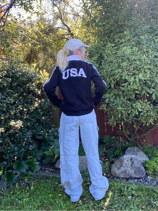 High-waisted Denim Cargo Jeans