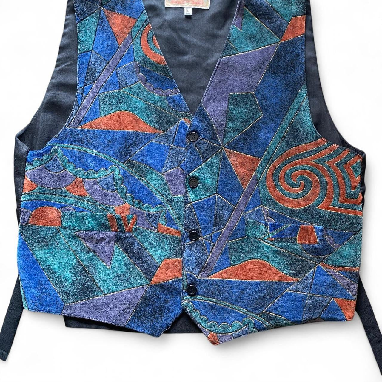 Vintage velvet 90s geometric print vest