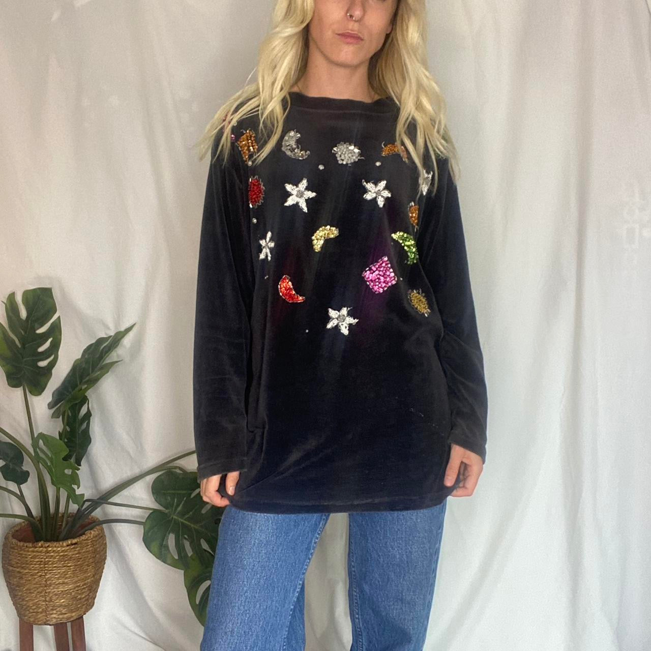 Sick Vintage Velvet embroidered Longsleeve Top