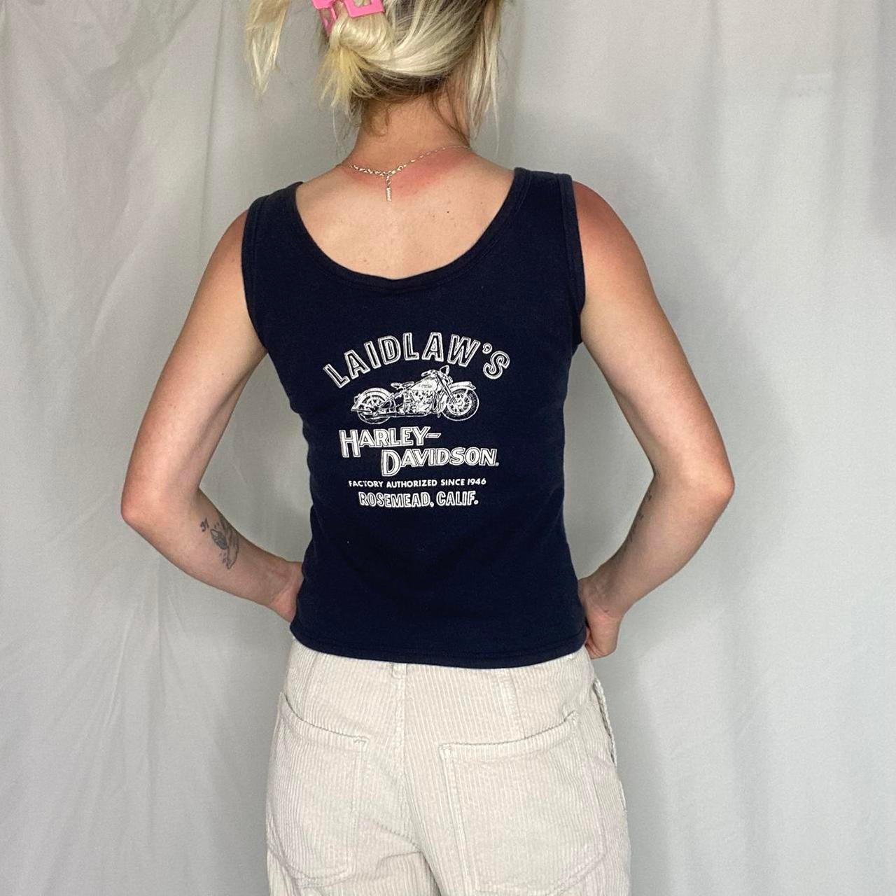 Y2K Harley Davidson Eagle button up tank top