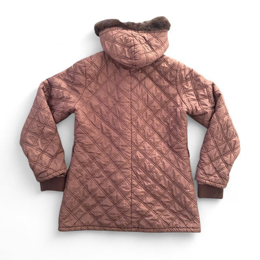 Cutest Brown quilted coat with hood and fur trim!